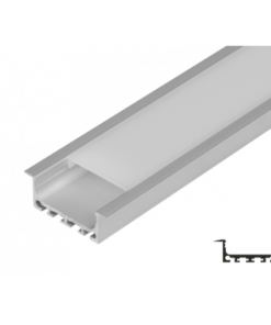 Aluminium profile for LED flexible strip for building-in, wide, shallow, 2m