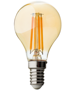 LED filament globe, dimmable, 4W, E14, 2500K, 220-240V AC, amber