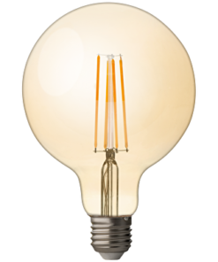LED filament globe, dimmable, 4W, E27, 2500K, 220V -240V AC, amber