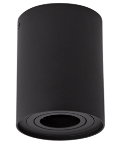 Surface ceiling downlight, round, GU10, movable, black, IP20