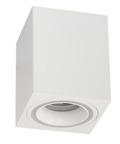 Ceiling downlight for surface mounting square, GU10, fixed, white, IP20