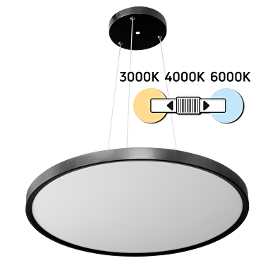 LED Slim ceiling lamp, black, 50W, 3000K/4000K/6000K, 220V-240V AC, IP20