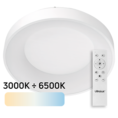 LED dimmable CCT ceiling lamp with remote control, white, max. 72W, 3000K-6500К, 220-240V AC, round, IP20
