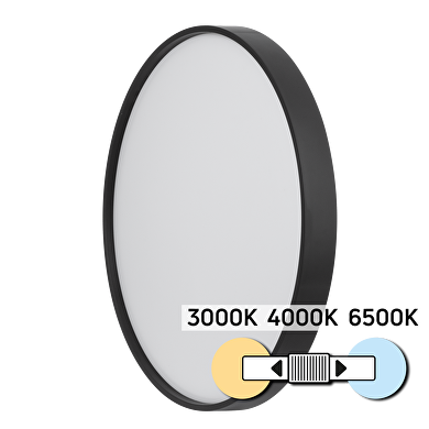 LED CCT ceiling lamp, black, 12W, 3000K/4000K/6500К, 220-240V AC, round, IP20