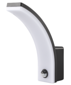 LED lamp for wall mounting with ON/OFF function of the PIR sensor and changeable power 12W/15W/20W, 4000K, IP65, graphite