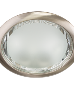 Ceiling downlight E27 frame, round, satin nickel, fixed, IP20