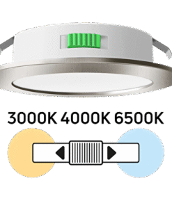 LED cabinet downlight for building-in, round, 4W, 3000K/4000K/6500K, 12V DC, IP44, satin nickel