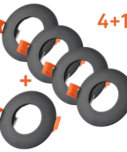 Bonus pack 4+1 Ceiling downlight frame 5 pcs./box, round, fixed, black, plastic, IP20