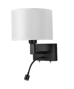 Wall light fixture with lamp shade and build-in LED spot light, E27, max 10W LED/1W, 3000K, IP20, black