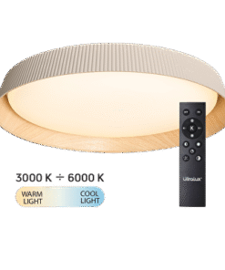 LED dimmable CCT ceiling lamp with remote control beige/wood, max.72W, 3000K-6000К, 220-240V AC, round, IP20