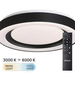 LED dimmable CCT ceiling lamp with remote control, black, max.72W, 3000K-6000К, 220-240V AC, round, IP20