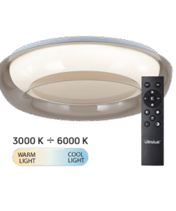 LED dimmable CCT ceiling lamp with remote control, smoky quartz, max.72W, 3000K-6000К, 220-240V AC, round, IP20