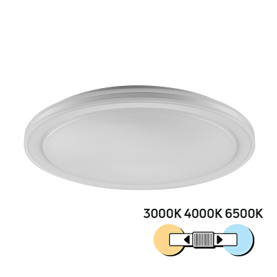 LED CCT ceiling lamp, white, 36W, 3000K/4000K/6500К, 220-240V AC, round, IP20