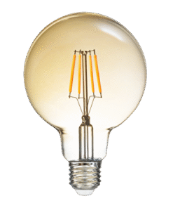 LED filament globe, amber, G95, 5W, E27, 1800K, 230V AC
