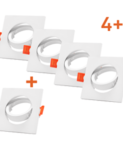 Bonus pack 4+1 Ceiling downlight frame 5 pcs./box, square, moveable, white, plastic, IP20