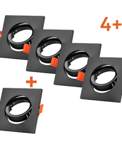 Bonus pack 4+1 Ceiling downlight frame 5 pcs./box, square, moveable, black, plastic, IP20